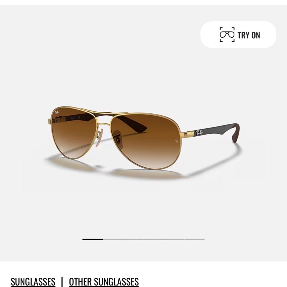 USED RAYBAN SUNGLASSES CARBON FIBRE GOLD/BROWN AUTHENTIC